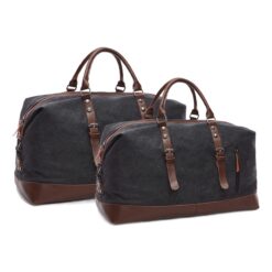 Tote bag homme en toile et cuir pour le week end, vue de trois quarts