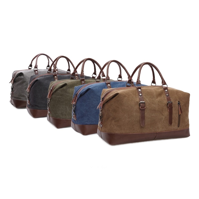 Tote bag homme en toile et cuir pour le week end 3 Tote bag homme en toile et cuir pour le week end, vue de face