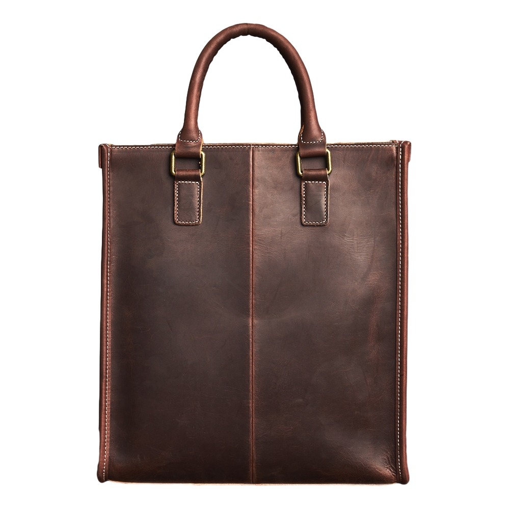 Tote bag homme vertical en cuir de vache, doublure en cuir 5 Tote bag homme vertical en cuir de vache, doublure en cuir, vue arriere