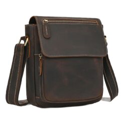 Besace cuir homme vintage à rabat aimanté, cuir de vachette, vue principale