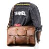 Cartable cuir marron homme à poche à rabat et deux boucles, vue principale