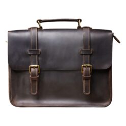 Cartable homme cuir vintage à deux boucles, convertible en sac à dos, vue principale