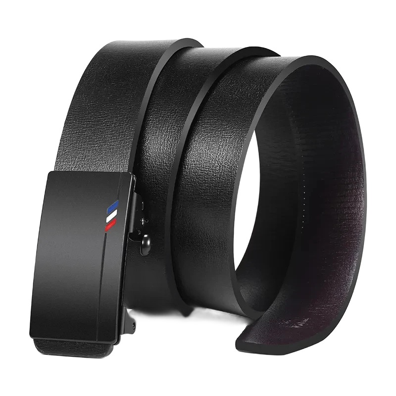 Ceinture automatique homme sans trous, cuir PU noir 2 Ceinture automatique homme sans trous, cuir PU noir, vue de trois quarts