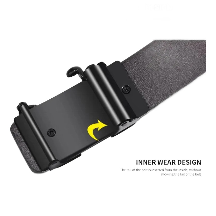 Ceinture automatique homme sans trous, cuir PU noir 5 Ceinture automatique homme sans trous, cuir PU noir, vue arriere