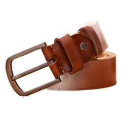 Ceinture cuir homme vintage, cuir de vache épais et boucle large, vue de trois quarts
