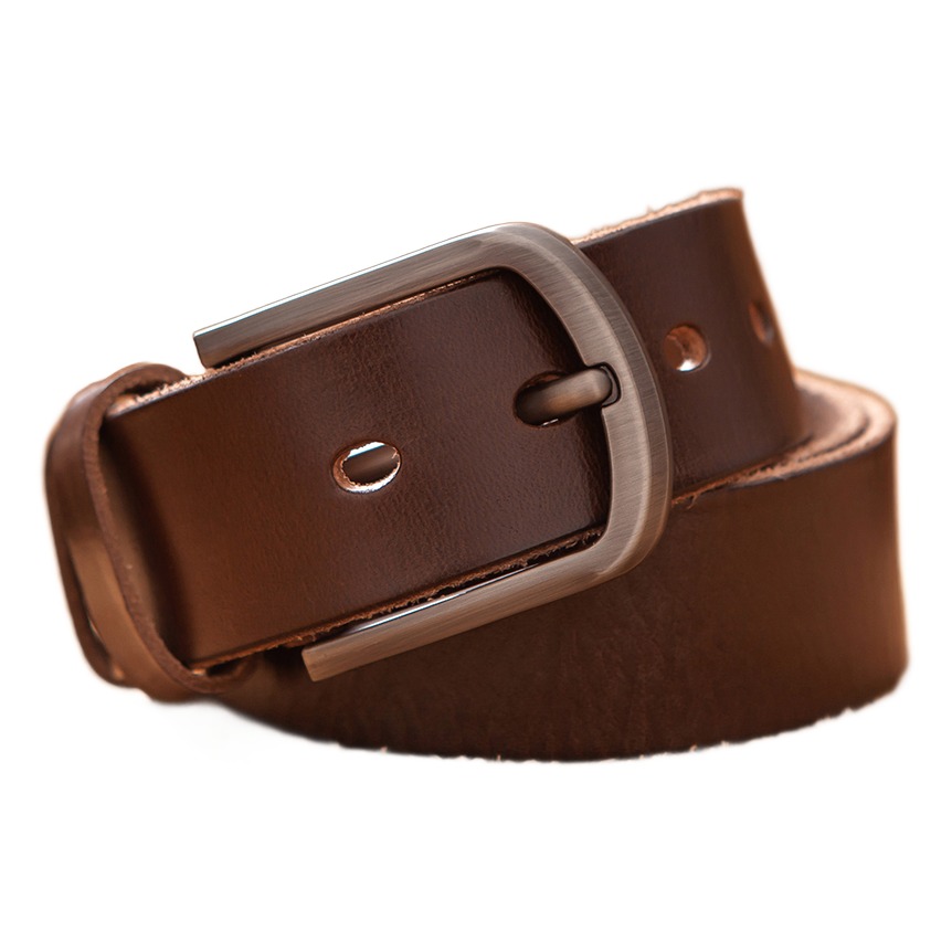 Ceinture cuir homme vintage, cuir de vache épais et boucle large 3 Ceinture cuir homme vintage, cuir de vache épais et boucle large, vue de face