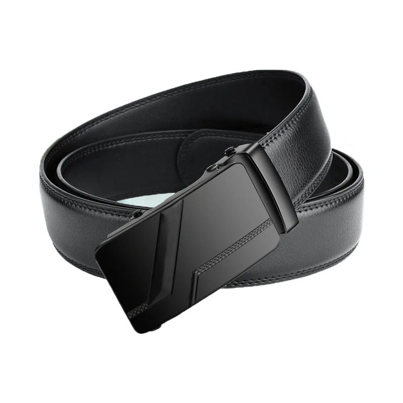 Ceinture homme boucle automatique en cuir PU, réglage sans trous 1 Ceinture homme boucle automatique en cuir PU, réglage sans trous, vue principale
