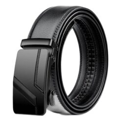 Ceinture homme boucle automatique en cuir PU, réglage sans trous, vue de trois quarts