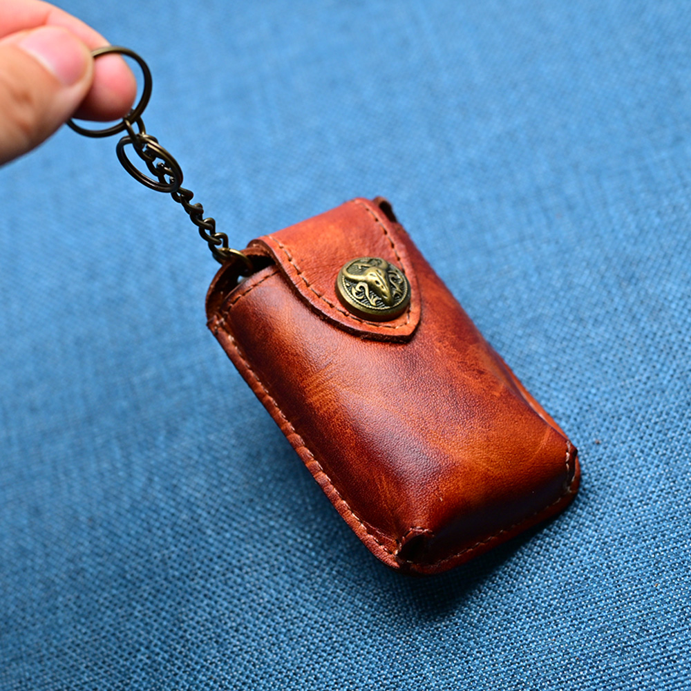 Étui à clés de voiture en cuir de vache, pochette de ceinture à chaîne 4 Étui à clés de voiture en cuir de vache, pochette de ceinture à chaîne, detail