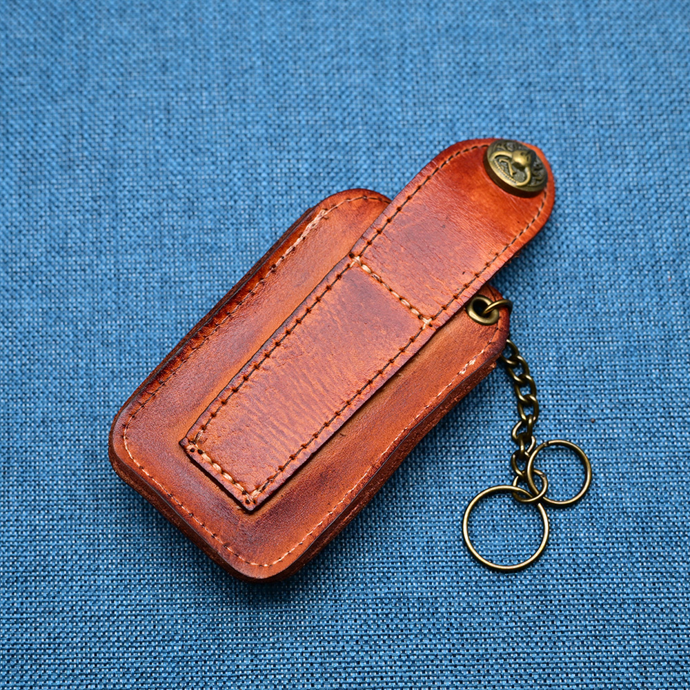 Étui à clés de voiture en cuir de vache, pochette de ceinture à chaîne 5 Étui à clés de voiture en cuir de vache, pochette de ceinture à chaîne, vue arriere