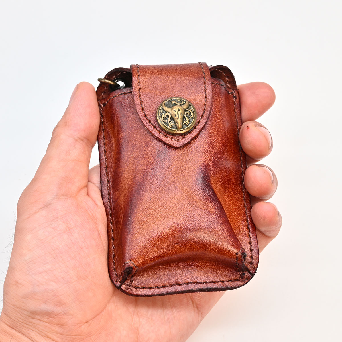 Étui à clés de voiture en cuir de vache, pochette de ceinture à chaîne 7 Étui à clés de voiture en cuir de vache, pochette de ceinture à chaîne, vue d ensemble