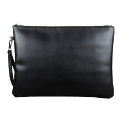 Grande pochette homme noire en cuir PU, avec dragonne, vue principale