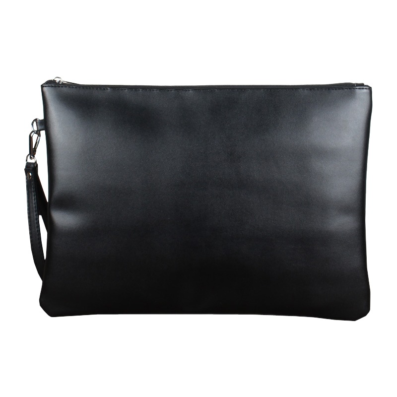 Grande pochette homme noire en cuir PU, avec dragonne 1 Grande pochette homme noire en cuir PU, avec dragonne, vue principale