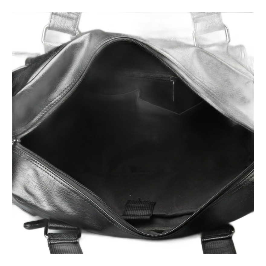Grande sacoche bandoulière homme en cuir PU noir, deux anses 6 Grande sacoche bandoulière homme en cuir PU noir, deux anses, vue de profil