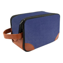 Grande trousse de toilette homme à deux compartiments zippés, vue de trois quarts