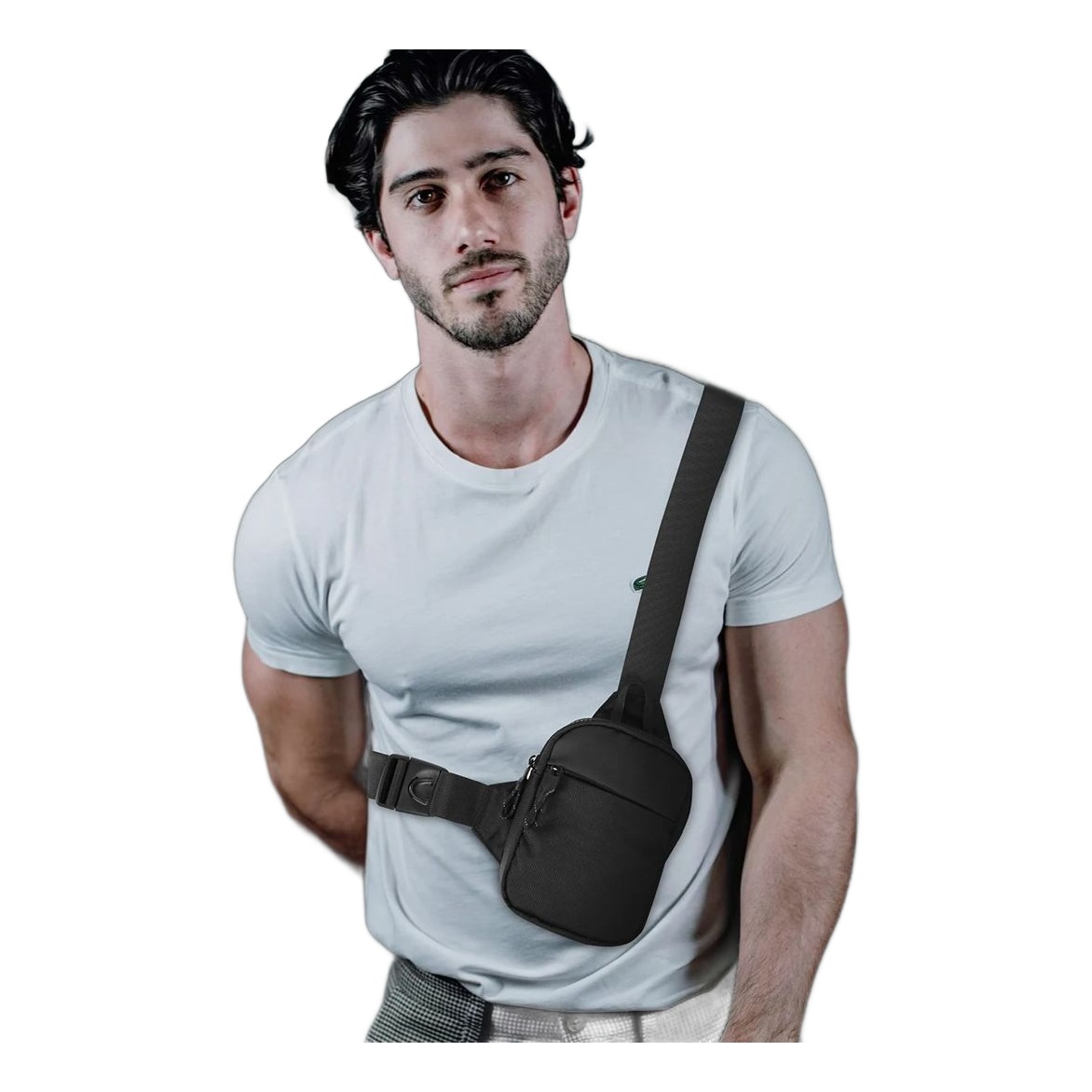 Petite sacoche bandoulière homme sling en nylon déperlant 4 Petite sacoche bandoulière homme sling en nylon déperlant, detail