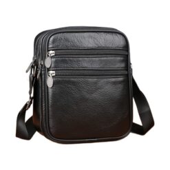 Petite sacoche homme cuir véritable, bandoulière verticale zippée, vue principale