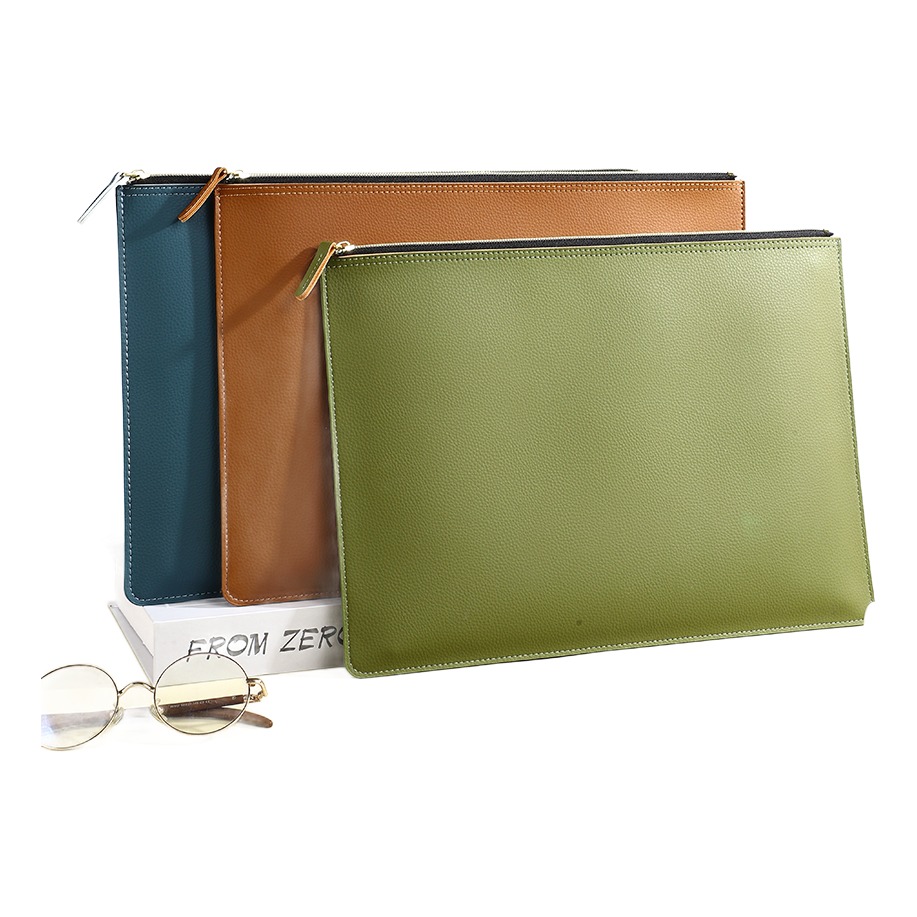 Pochette A4 zippée en similicuir, porte-documents plat en huit coloris 1 Pochette A4 zippée en similicuir, porte-documents plat en huit coloris, vue principale