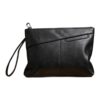 Pochette homme enveloppe en cuir PU noir à dragonne, 28 cm, vue principale