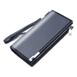 Pochette homme portefeuille long zippé à dragonne, cuir PU, vue principale