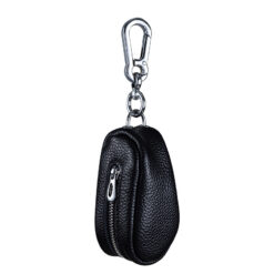 Pochette porte clés en cuir de vache, fermeture éclair et mousqueton, vue principale