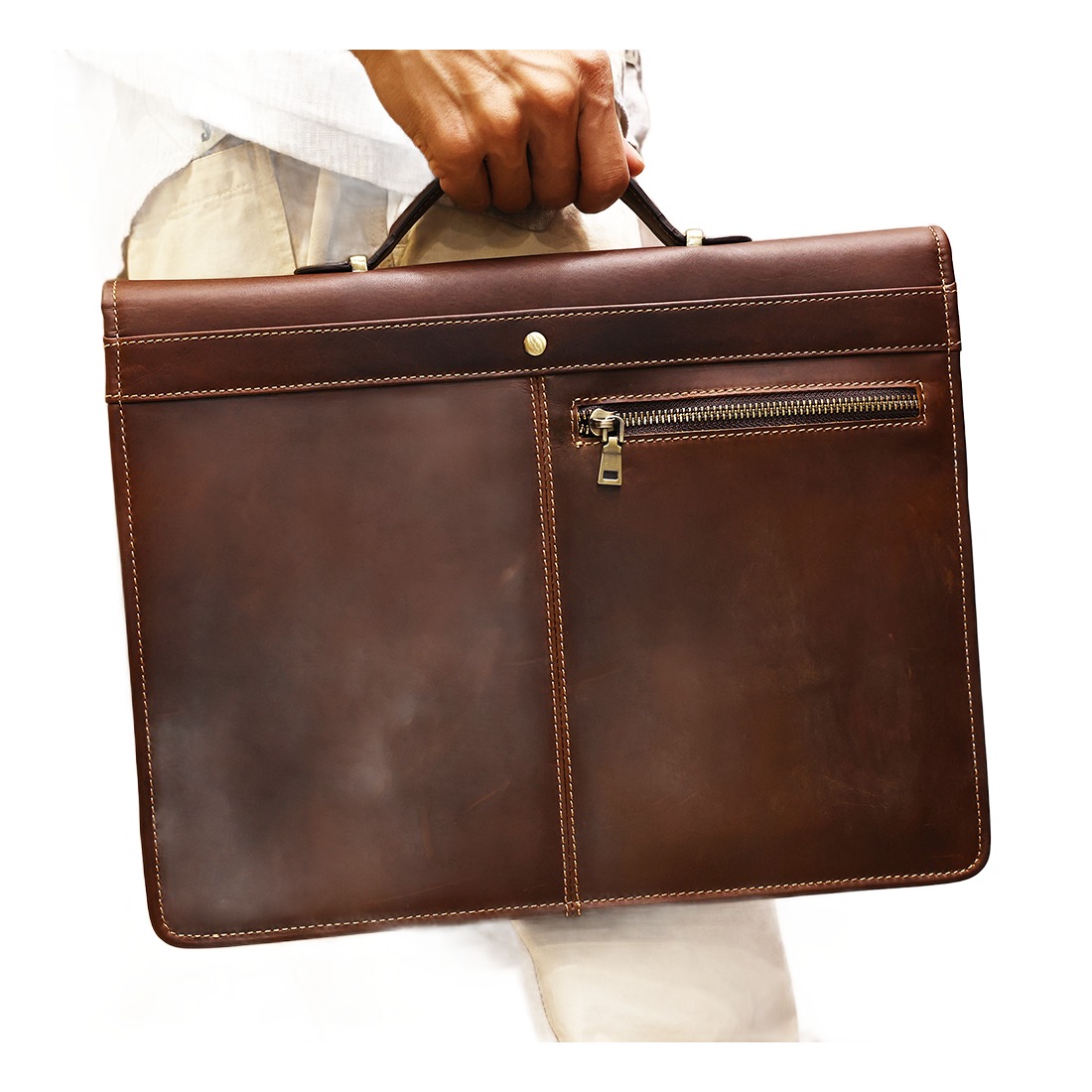 Porte-documents cuir homme pour ordinateur 13,3 pouces, couleur café 2 Porte-documents cuir homme pour ordinateur 13,3 pouces, couleur café, vue de trois quarts