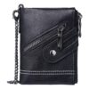 Portefeuille homme à chaîne, double zip et rabat, cuir PU, vue principale