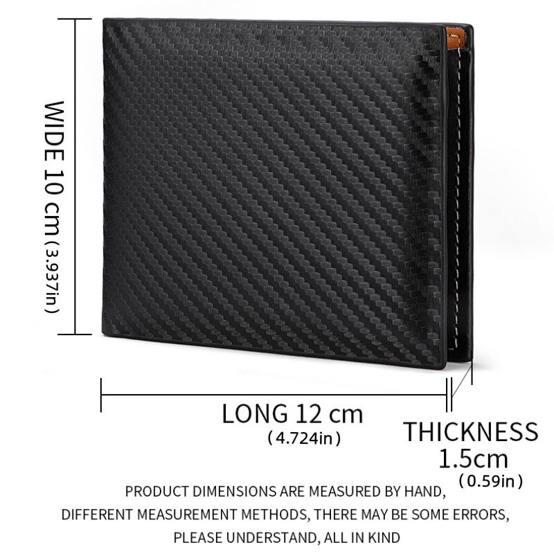 Portefeuille homme effet fibre de carbone, format deux volets 6 Portefeuille homme effet fibre de carbone, format deux volets, vue de profil