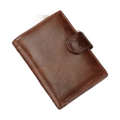 Portefeuille homme en cuir de vache à patte et porte-monnaie, vue de trois quarts