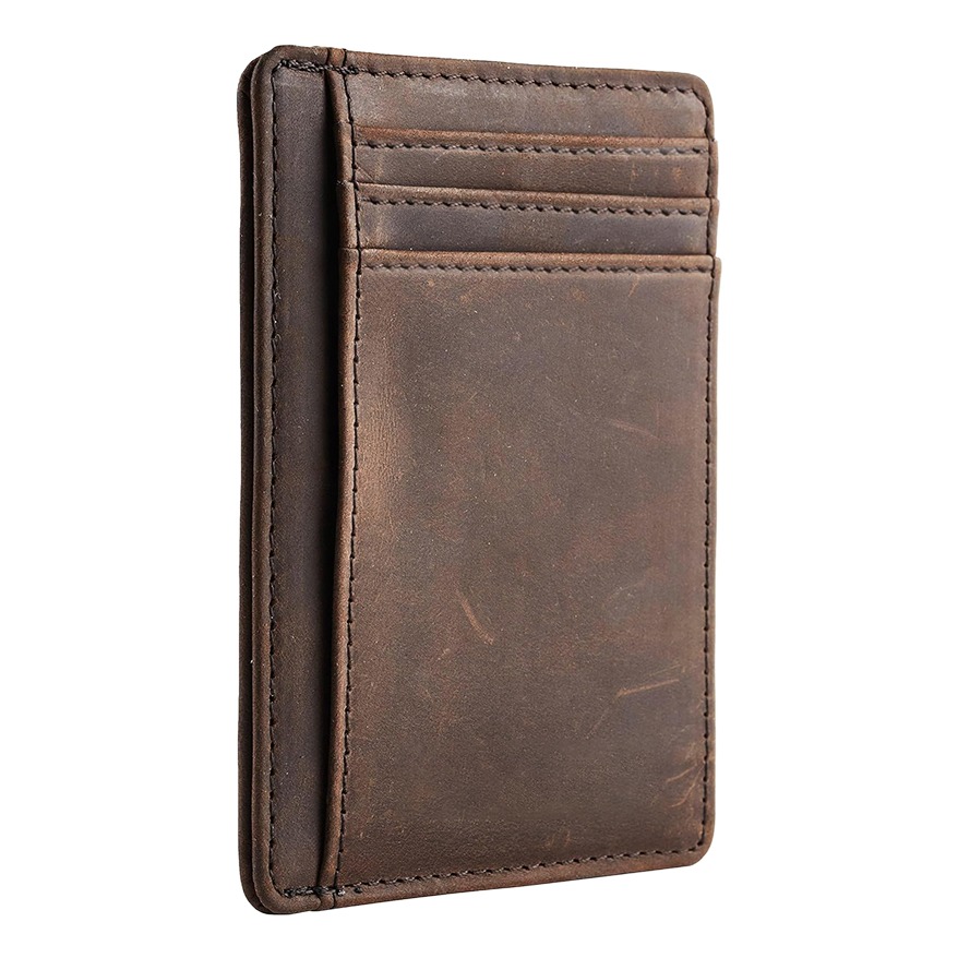 Portefeuille homme fin, porte-cartes en cuir de vache vieilli 1 Portefeuille homme fin, porte-cartes en cuir de vache vieilli, vue principale