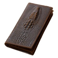 Portefeuille homme long en cuir PU motif crocodile, 19 cm, vue principale
