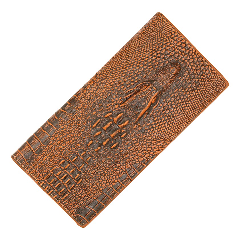 Portefeuille homme long en cuir PU motif crocodile, 19 cm 3 Portefeuille homme long en cuir PU motif crocodile, 19 cm, vue de face