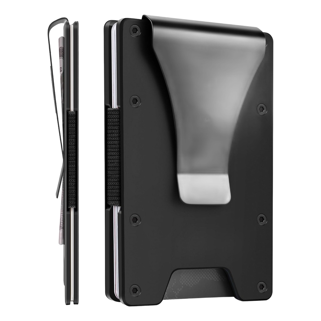 Portefeuille homme minimaliste en aluminium à pince à billets 1 Portefeuille homme minimaliste en aluminium à pince à billets, vue principale