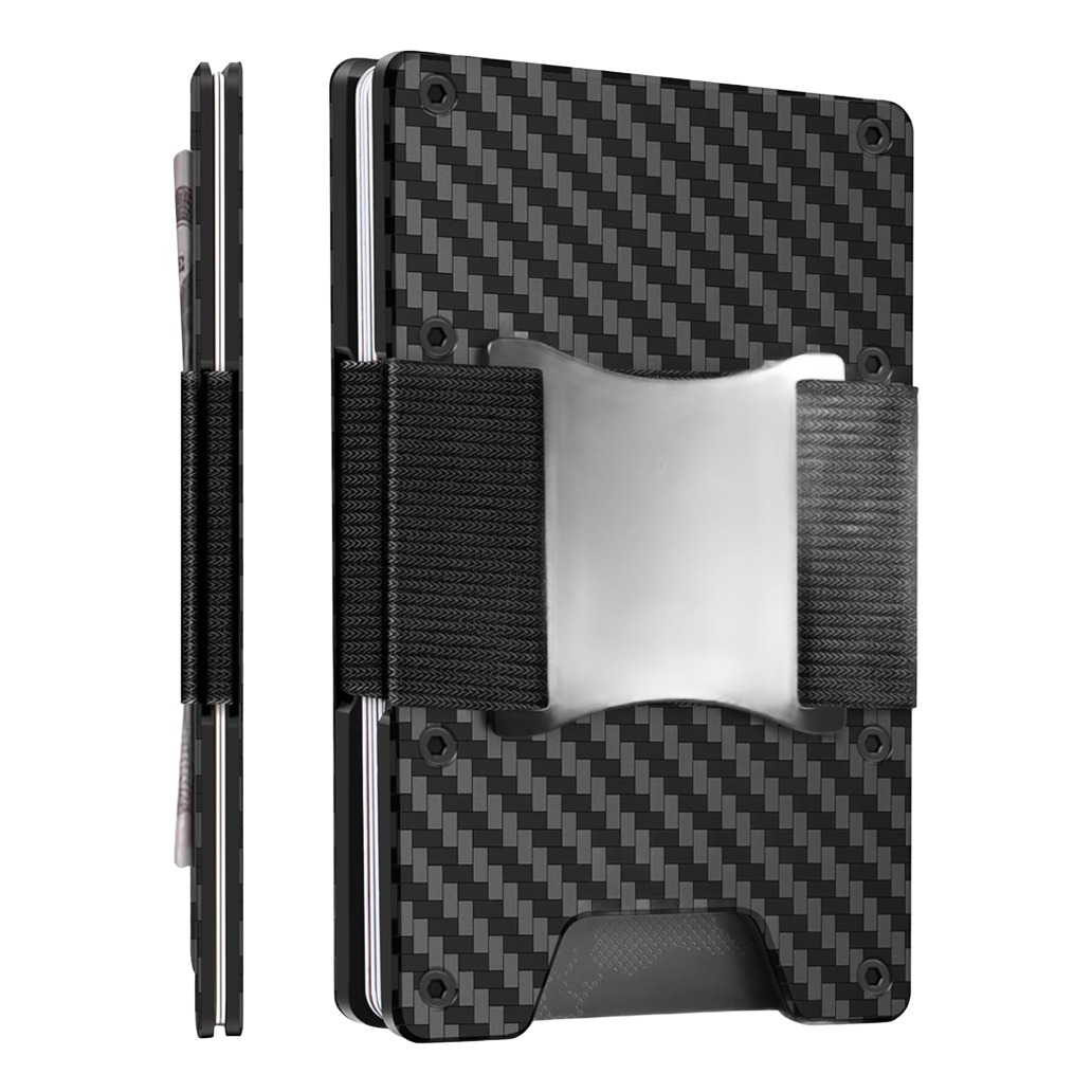 Portefeuille homme minimaliste en aluminium à pince à billets 3 Portefeuille homme minimaliste en aluminium à pince à billets, vue de face