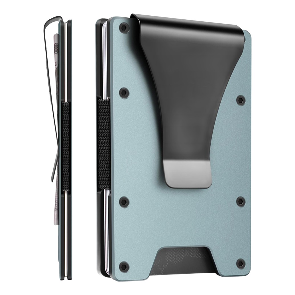 Portefeuille homme minimaliste en aluminium à pince à billets 5 Portefeuille homme minimaliste en aluminium à pince à billets, vue arriere