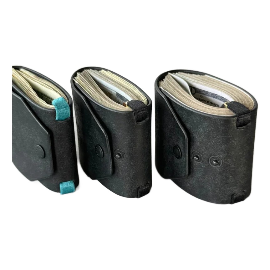 Portefeuille homme porte-billets enroulable à pressions 3 Portefeuille homme porte-billets enroulable à pressions, vue de face