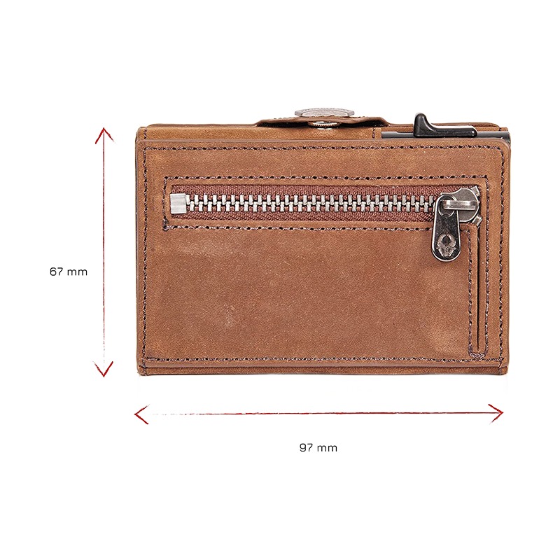 Portefeuille homme porte-cartes pop-up en cuir de vache 3 Portefeuille homme porte-cartes pop-up en cuir de vache, vue de face