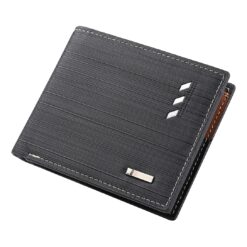 Portefeuille homme rayé en cuir PU, deux volets et porte-monnaie, vue principale