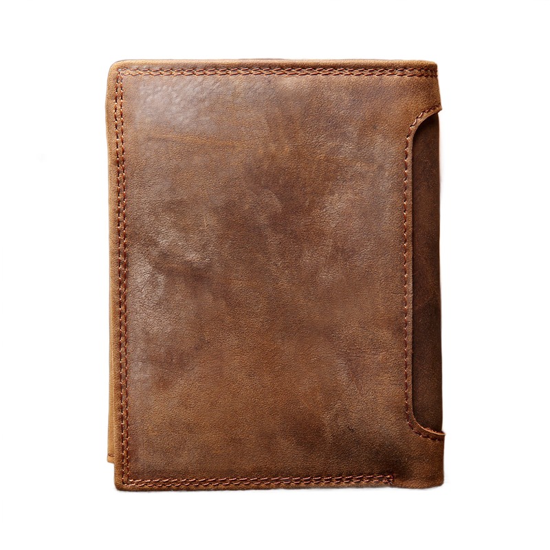 Portefeuille homme vertical en cuir de vache Crazy Horse 2 Portefeuille homme vertical en cuir de vache Crazy Horse, vue de trois quarts