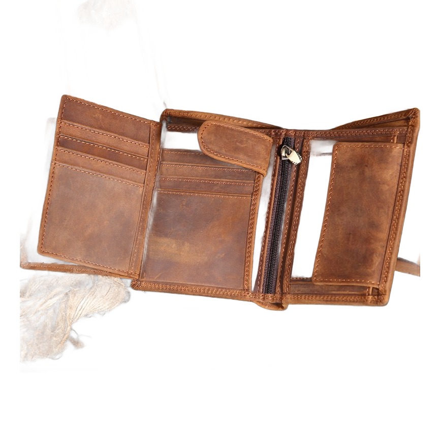 Portefeuille homme vertical en cuir de vache Crazy Horse 3 Portefeuille homme vertical en cuir de vache Crazy Horse, vue de face