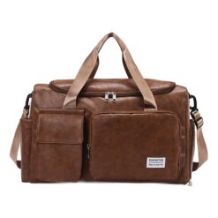 Sac de voyage homme avec compartiment chaussures, cuir PU, vue de trois quarts