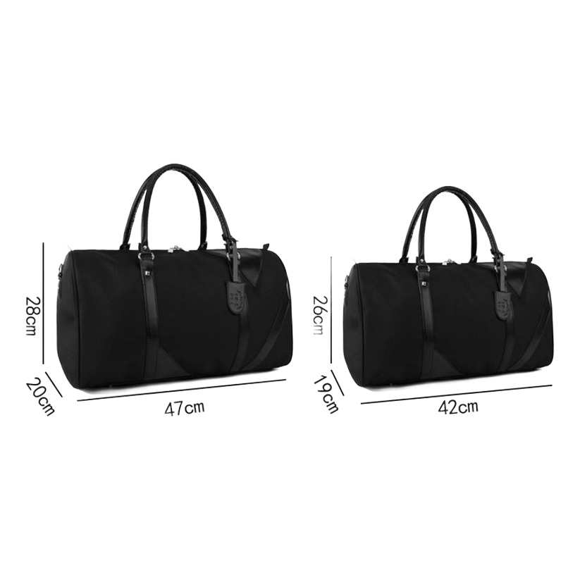 Sac polochon homme noir, deux tailles, anses et bandoulière 5 Sac polochon homme noir, deux tailles, anses et bandoulière, vue arriere