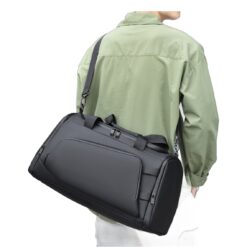 Sac week end homme en nylon avec compartiment chaussures, vue de trois quarts