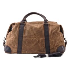Sac week end homme en toile cirée, anses et coins en cuir, vue principale