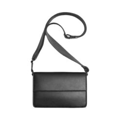 Sacoche bandoulière homme à rabat en cuir PU noir, 19 cm, vue principale