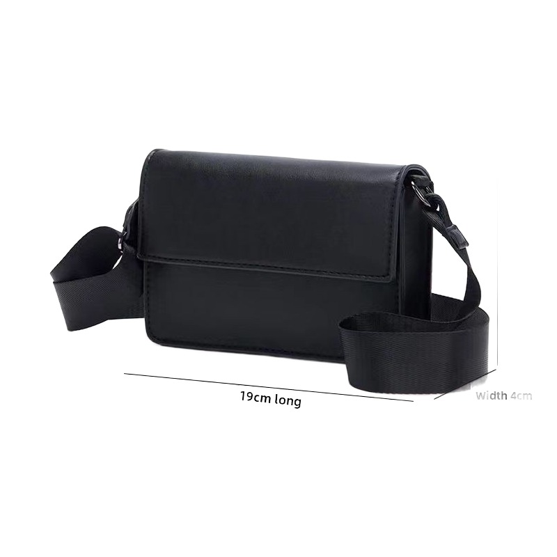Sacoche bandoulière homme à rabat en cuir PU noir, 19 cm 5 Sacoche bandoulière homme à rabat en cuir PU noir, 19 cm, vue arriere