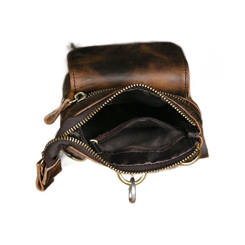 Sacoche ceinture homme en cuir de vache vieilli, bandoulière amovible 5 Sacoche ceinture homme en cuir de vache vieilli, bandoulière amovible, vue arriere