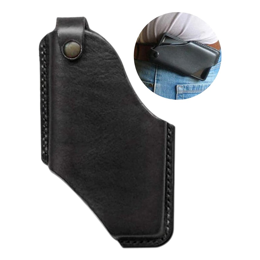Sacoche ceinture homme étui téléphone vintage en cuir PU 3 Sacoche ceinture homme étui téléphone vintage en cuir PU, vue de face