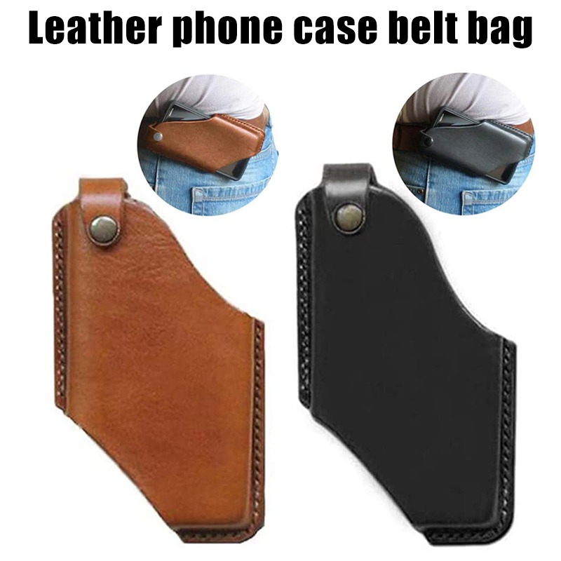 Sacoche ceinture homme étui téléphone vintage en cuir PU 6 Sacoche ceinture homme étui téléphone vintage en cuir PU, vue de profil