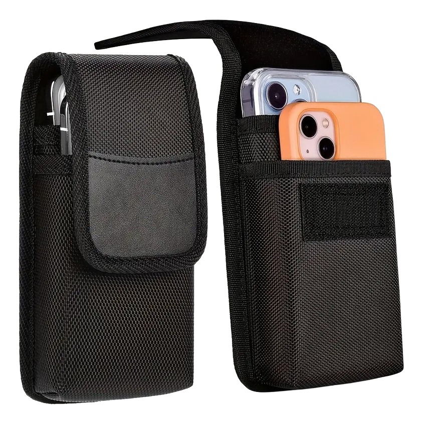 Sacoche ceinture homme pour téléphone, étui nylon à rabat 1 Sacoche ceinture homme pour téléphone, étui nylon à rabat, vue principale
